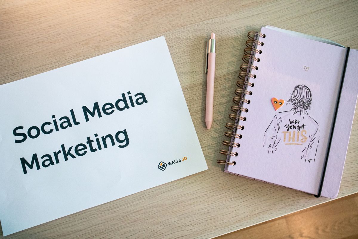 Desk set up for planning a marketing campaign