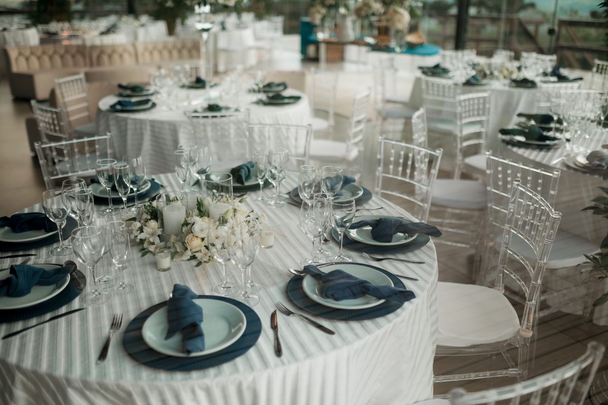 Elegantly set wedding reception table