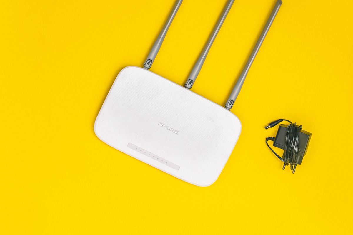 Wi-Fi router on a colored background